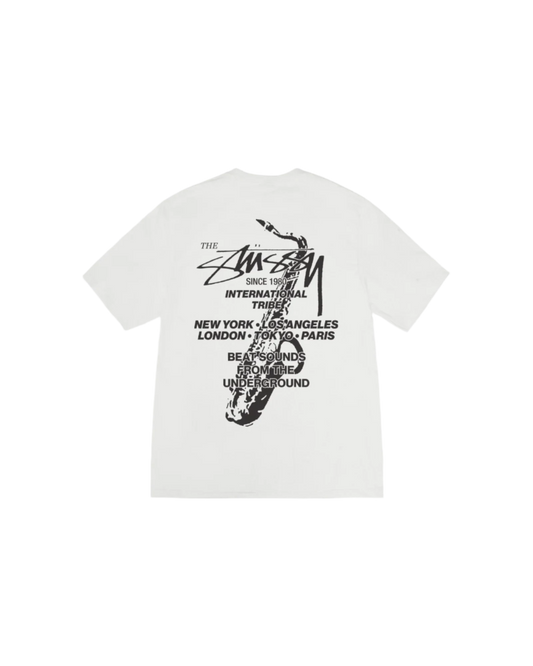 Stussy White Beat Sounds tee