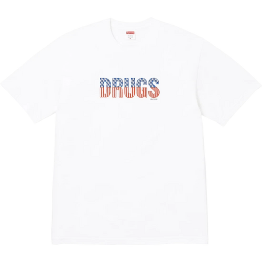 Supreme White Black Drugs tee